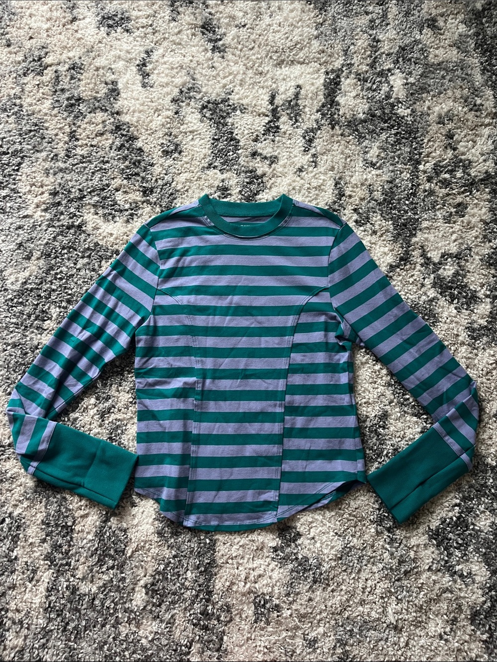 Maeve Striped Long-Sleeve Tee in Teal & Purple